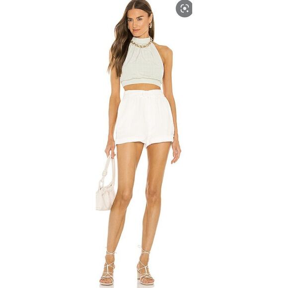 Revolve Camila Coelho  White Gauze Shorts Size XL Bebbe Rolled Waist Cuffed Hem - Picture 1 of 14